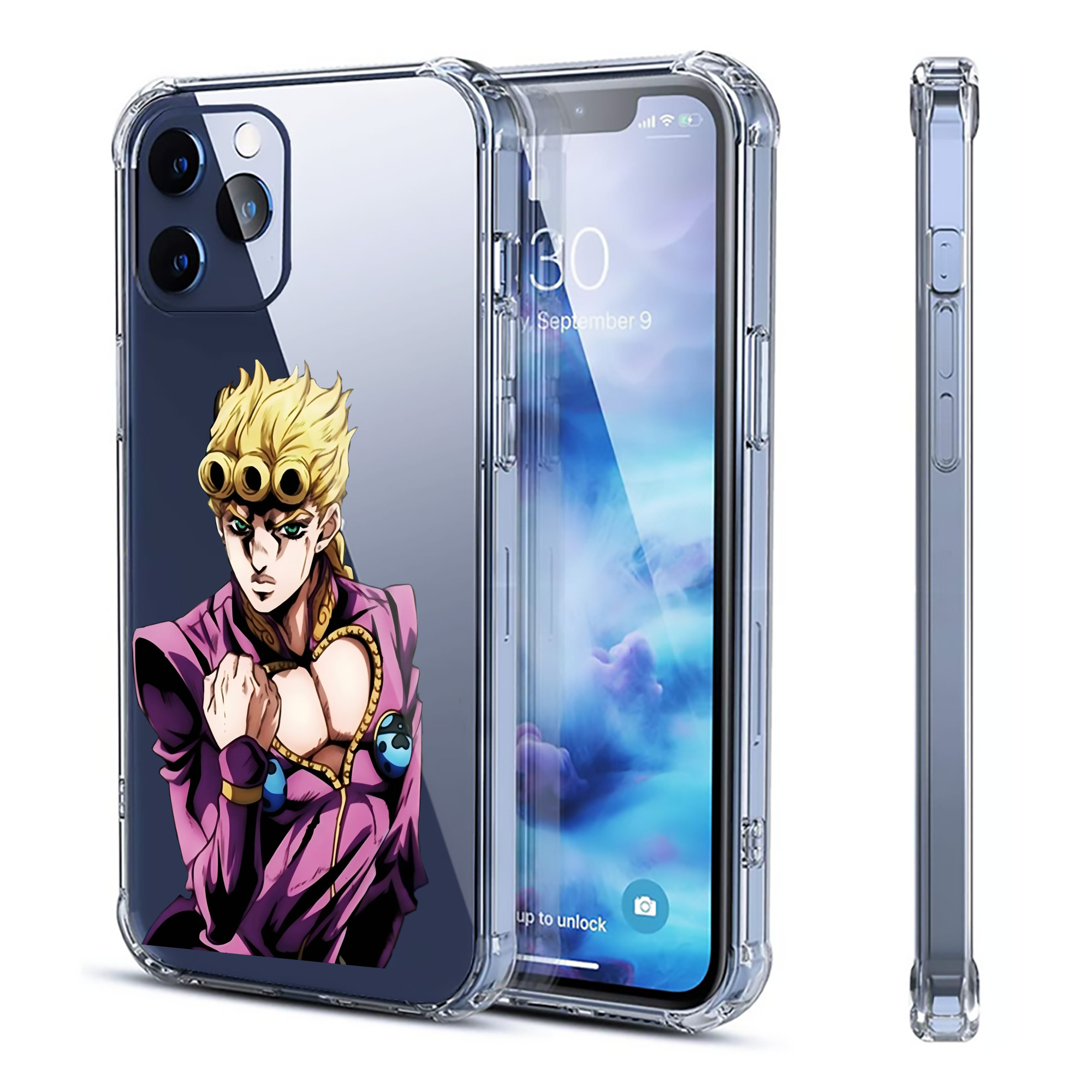 （画像用） ジョジョの奇妙な冒険 ジョルノ?ジョバァーナ JoJo's Bizarre Adventure Giorno Giovanna 【iPhone 12シリーズ対応】透明スマホケース（クリアソフトケース）